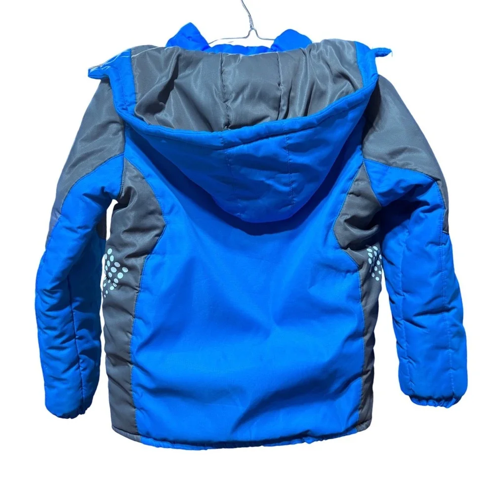 Camel Puffer Jacket Insulated Hooded Blue Grey Kids Size 160‎ Winter Coat